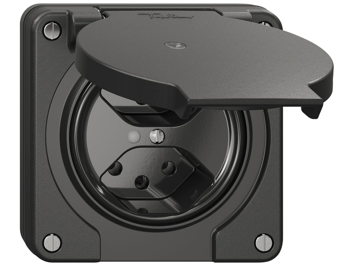 UP-Steckdose NEVO SNAPFIX® 2×T13 10A 250V beleuchtet 87×87×32mm IP21 sz