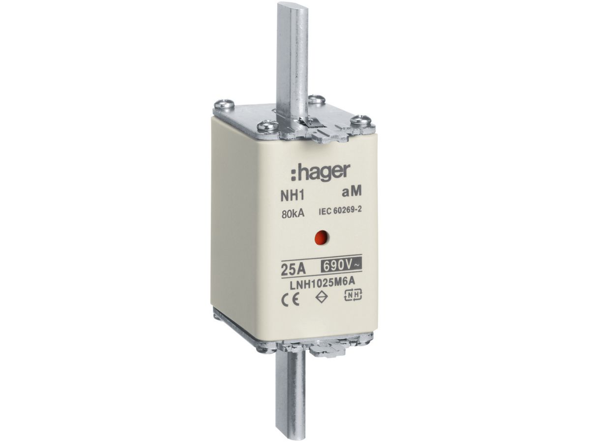 NH-Sicherung Hager DIN1 690VAC 25A aM Doppelkennmelder rostfrei