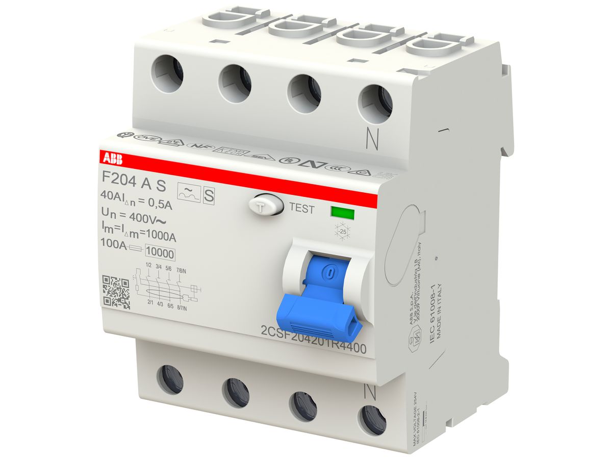 Fehlerstromschutzschalter ABB 500mA 40A 3P+N F204AS-40/0.5