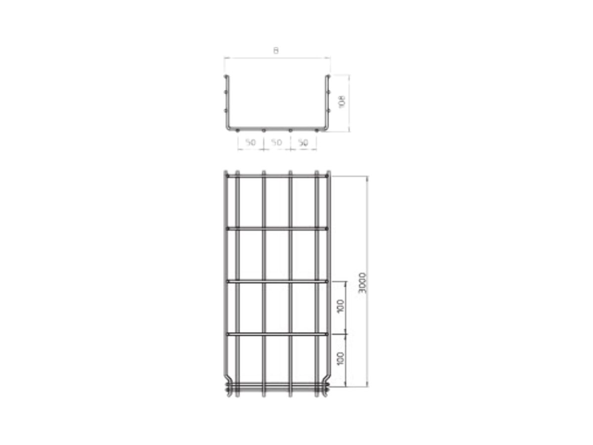 Gitterkanal Bettermann 300×105×3000mm tauchfeuerverzinkt