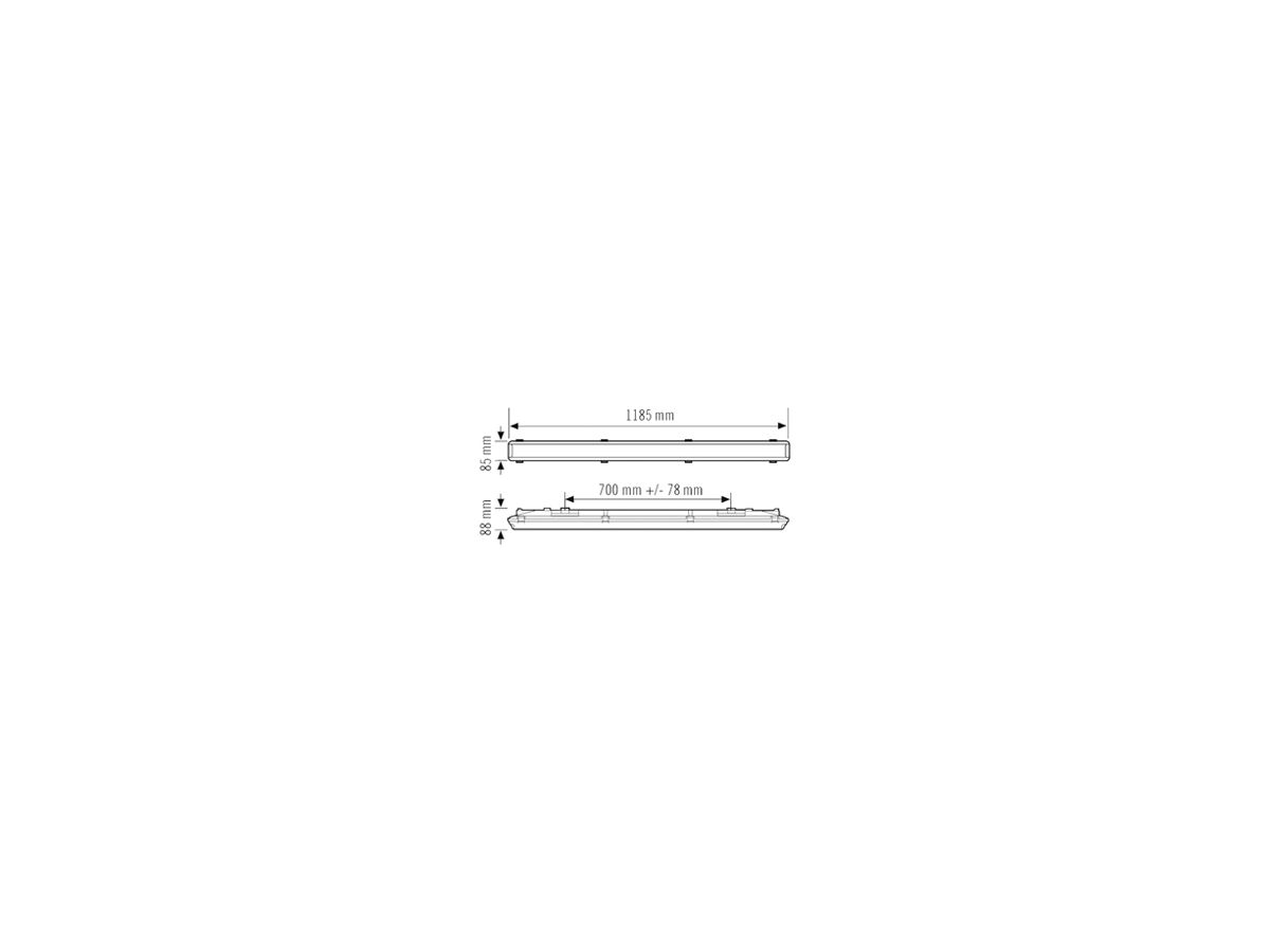 LED-Feuchtraumleuchte ESYLUX OLIVIA-2 HF DALI 35W 5300lm 840 IP66 grau