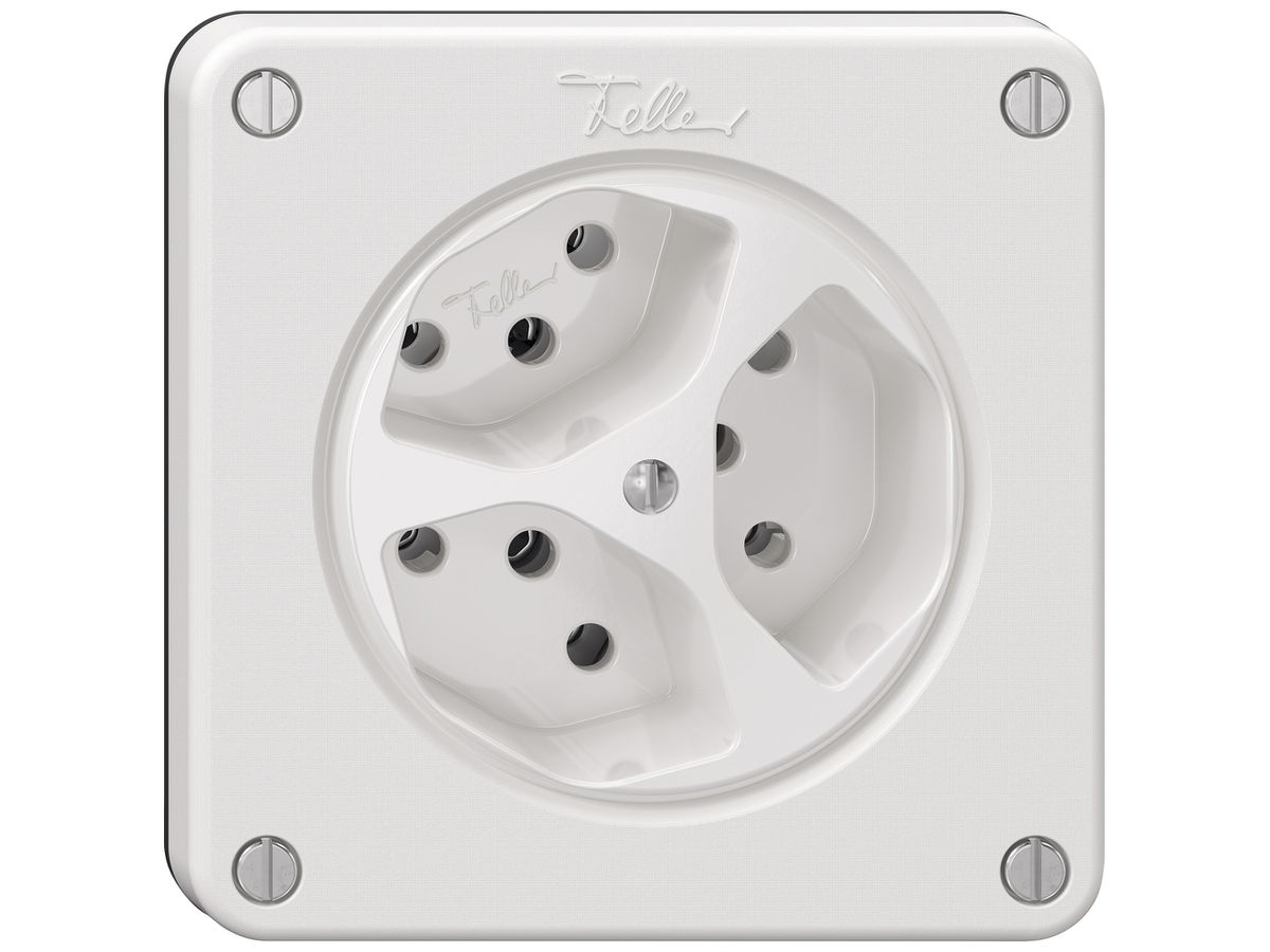 Steckdose NEVO SNAPFIX® 3×T13 10A 250V 87×87×32mm IP21 ws