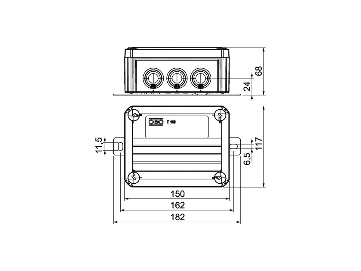 Kabelabzweigkasten Bettermann E30-E90 Datentechnik 4×4mm² 150×116×67mm or