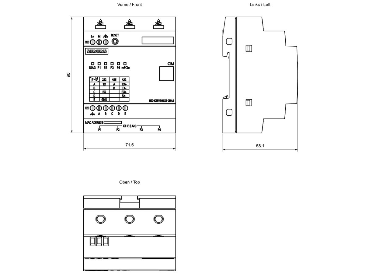 REG-Kommunikationsmodul SPS Siemens LOGO! CIM 4×RJ45 1×RS-232/RS-422/RS-485