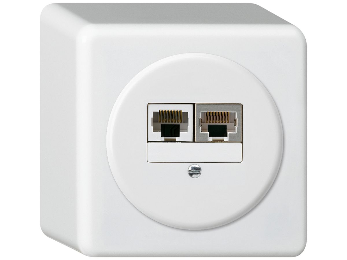AP-Anschlussdose basico 2×RJ45s+u getrennt weiss