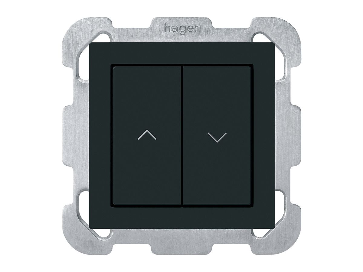 UP-KNX-Storentaster Hager BA kallysto B 2-fach 77×77mm schwarz