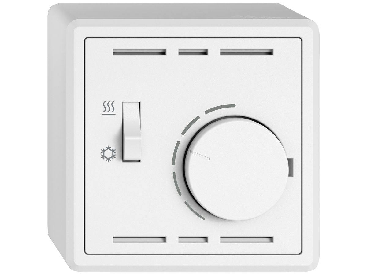 AP-Raumthermostat EDIZIO.liv SNAPFIX® m.Schalter Heizen/Kühlen 230VAC 50Hz ws