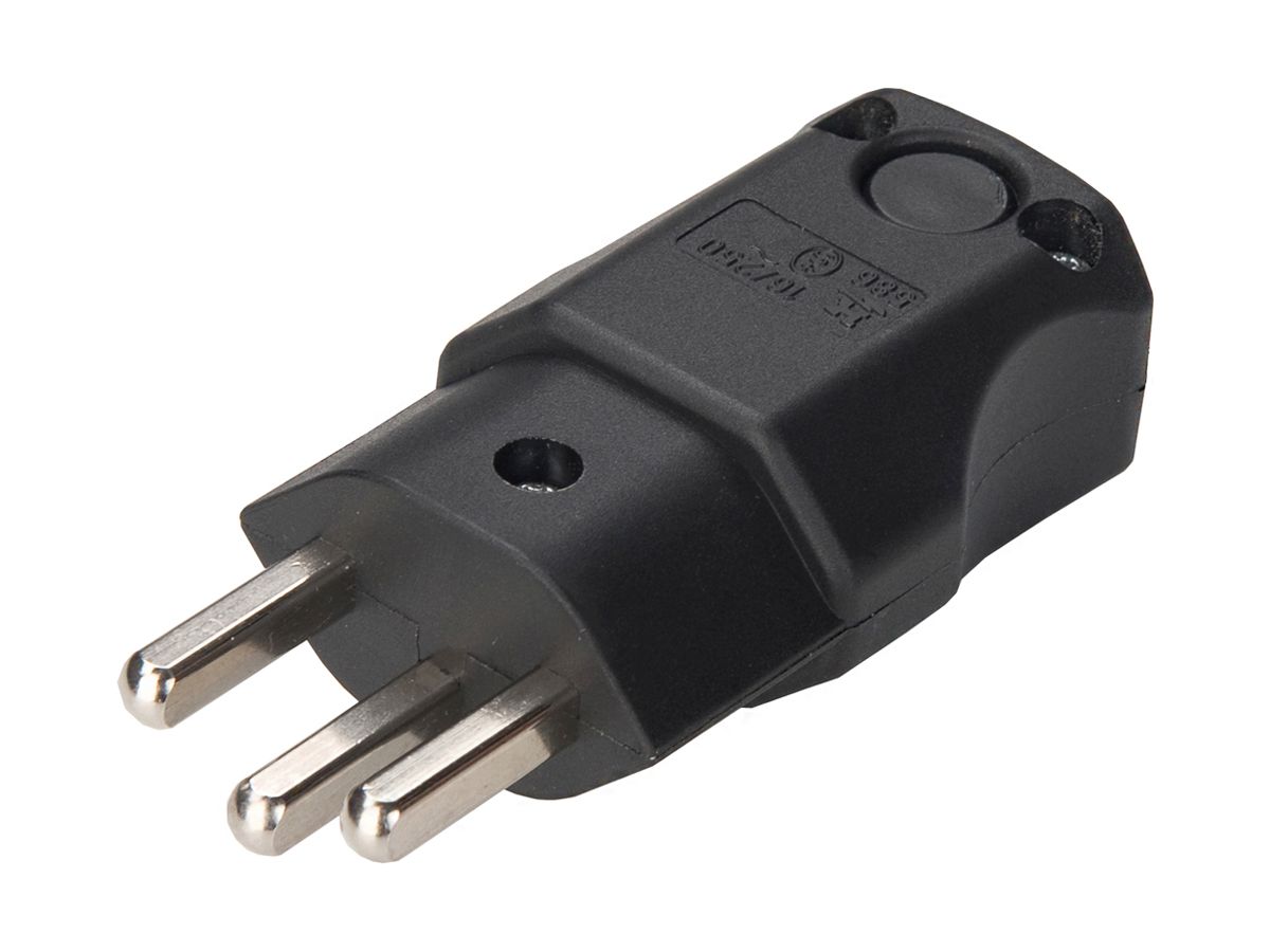 Stecker ELBRO T23 schwarz 16A 250V mit 3 Kabeleinführungen