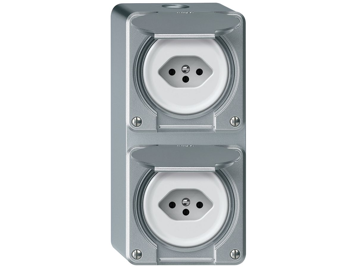 AP-Kombination robusto 2×Steckdose T13 86×146mm Aluminium