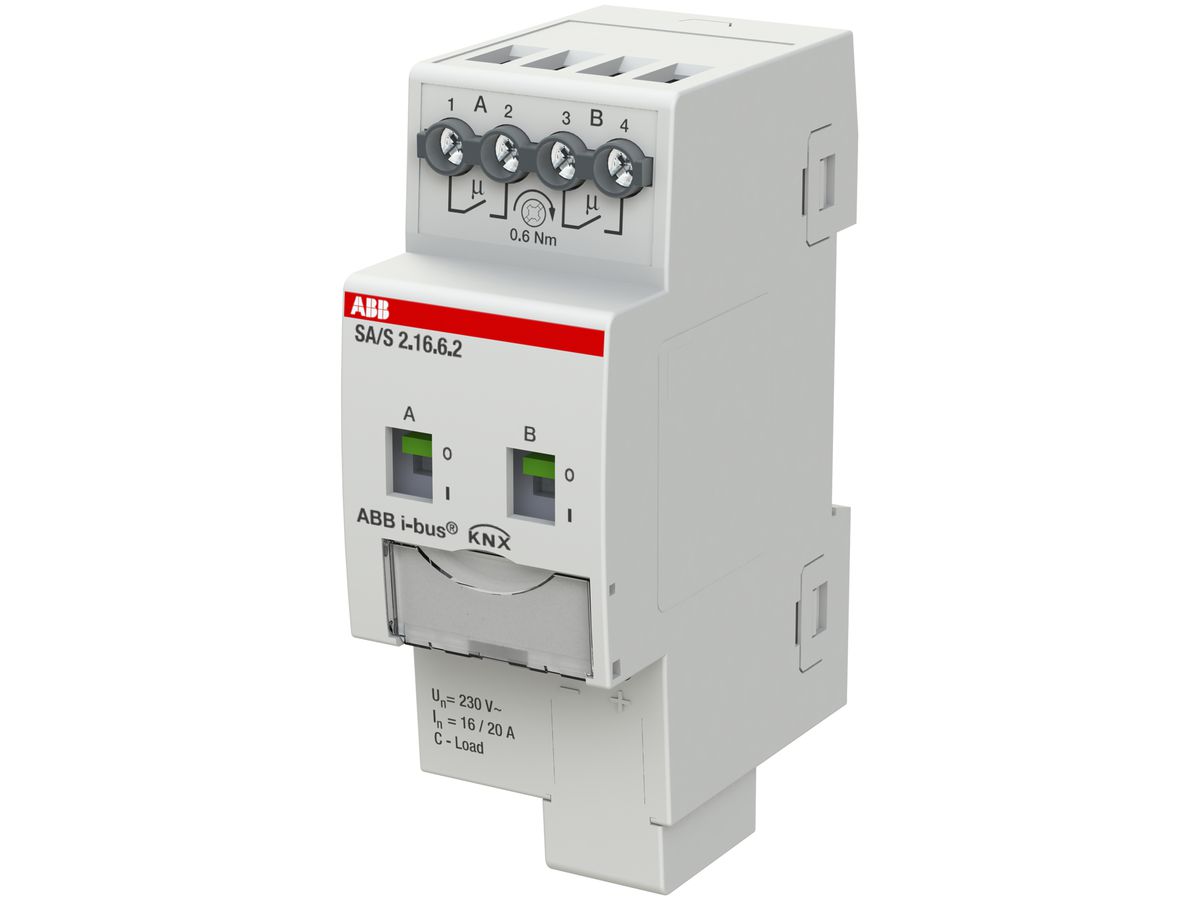 REG-KNX-Schaltaktor ABB SA/S2.16.6.2, 2-fach, 16A, C-Last, Stromerkennung