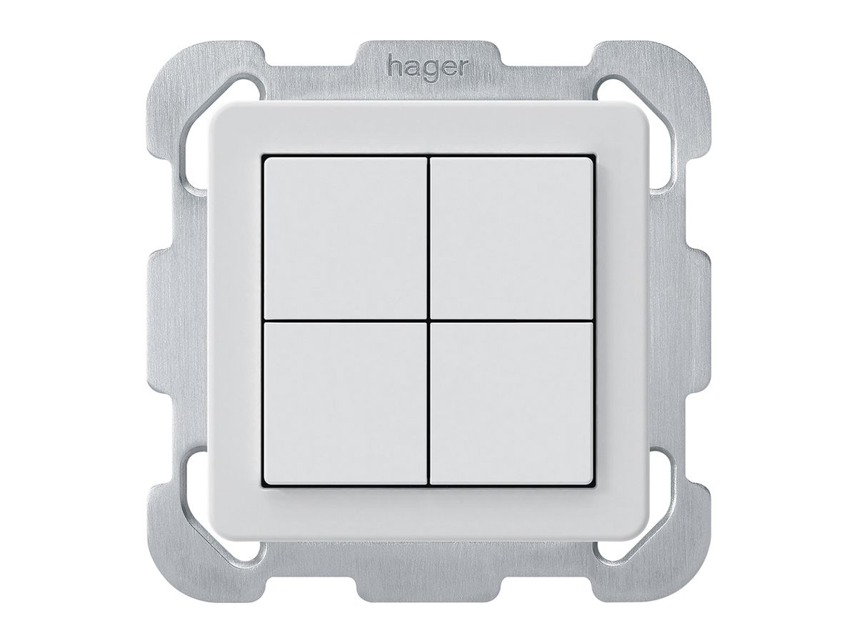 UP-KNX-Taster Hager BA basico B 4-fach 77×77mm weiss