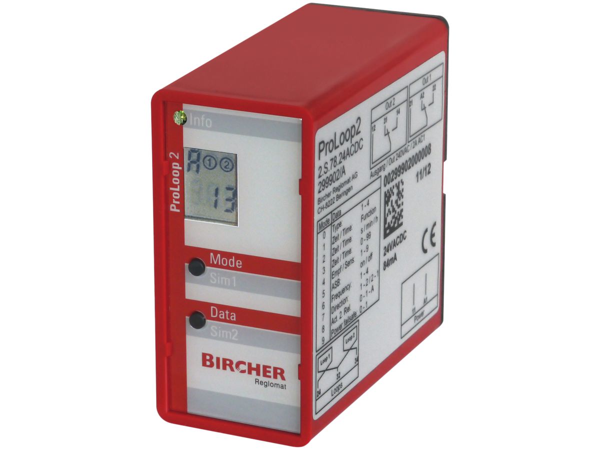 Schleifendetektor BBC Bircher ProLoop2 für 2 Schleifen, 11-pol 24VACDC