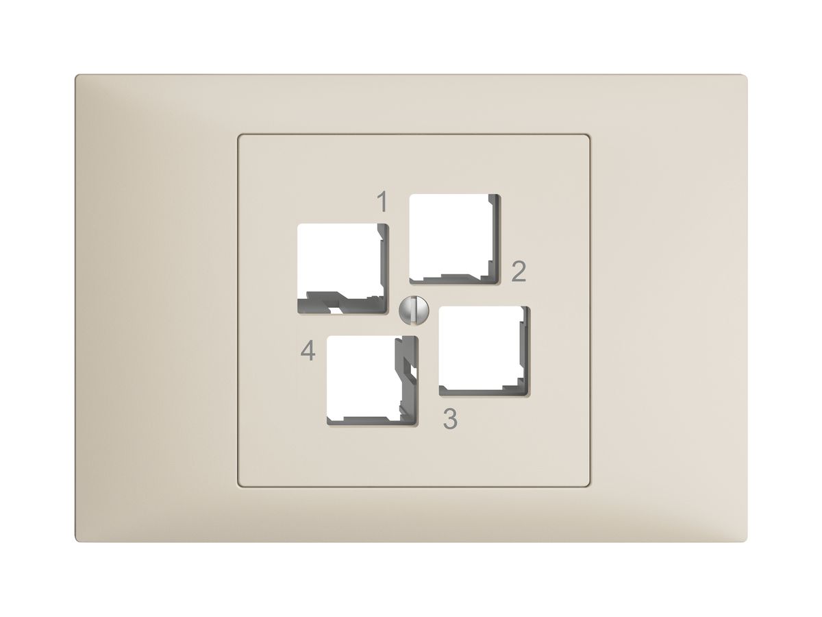 EB-Montageset EDIZIOdue BKE EASYNET S-One, für 4×RJ45, geradeauslass, crema
