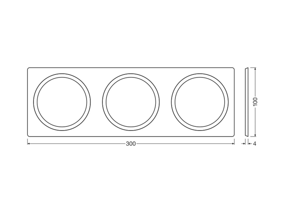 Abdeckplatte LEDVANCE FRAME Stahl 300×100mm 3×Ø68mm weiss