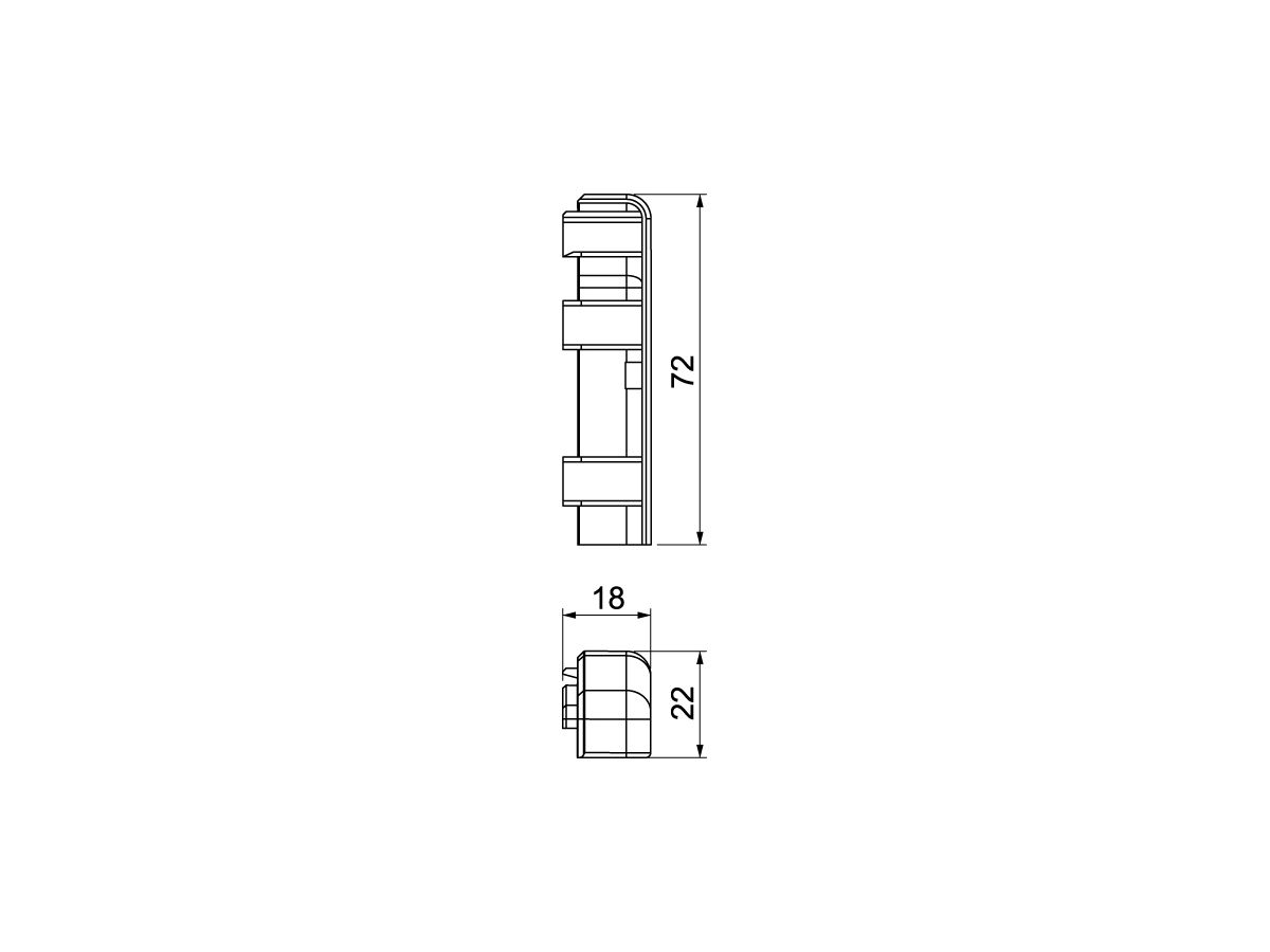 Endstück Bettermann links SL 20×70, PVC, reinweiss, 9010