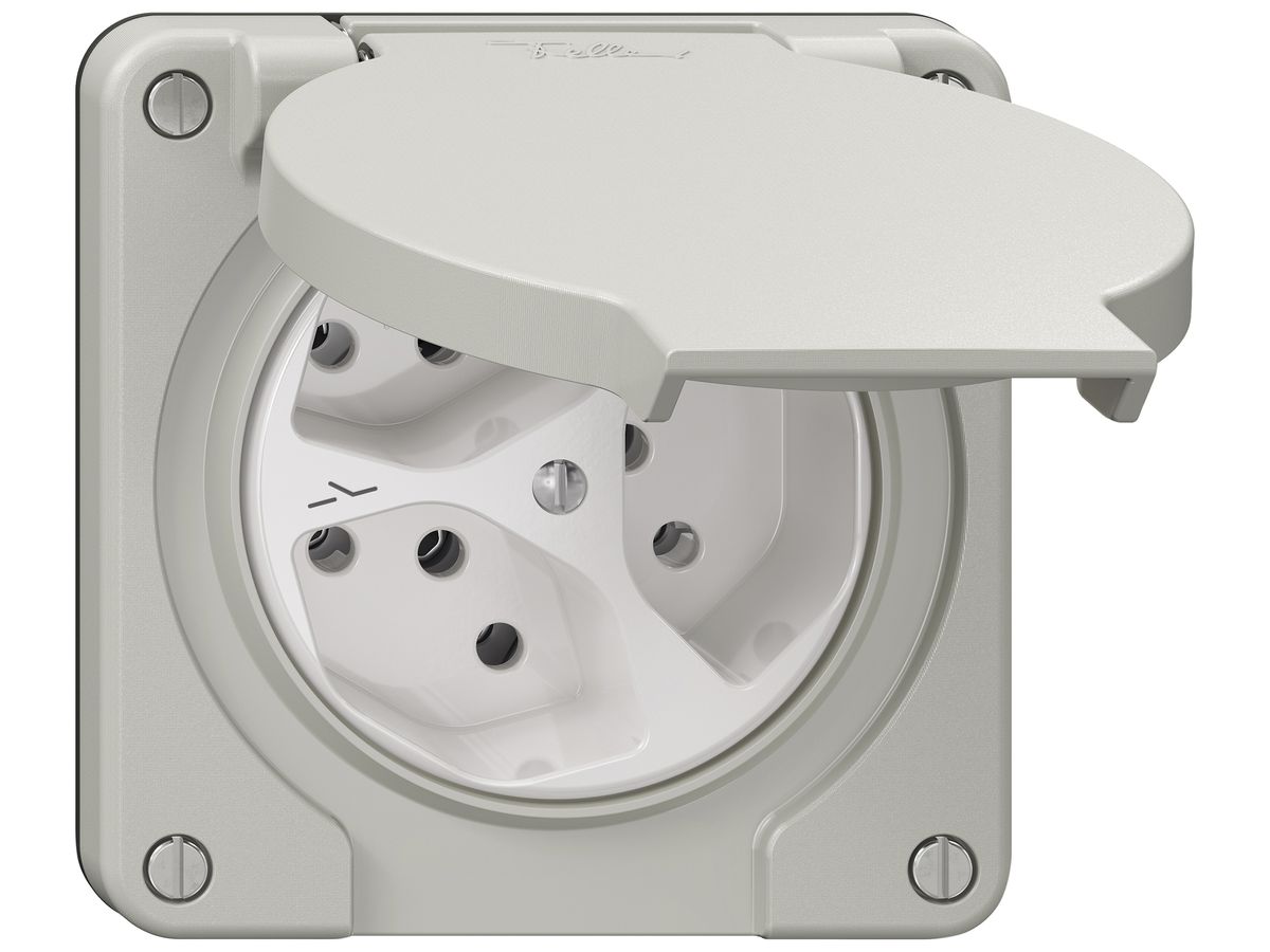 Steckdose NEVO SNAPFIX® 3×T13 1×S 10A 250V 87×87×32mm IP21 lgu