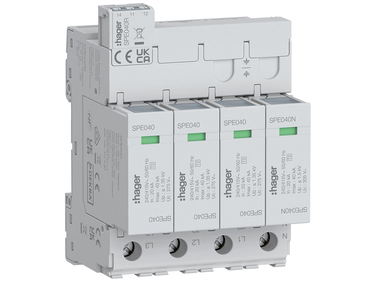 Überspannungsableiter SPD Typ 2 TN-S TT 4P 415V 315A 80A 50mm² 35mm² 4 TE