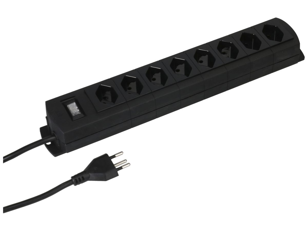 Steckdosenleiste MH 8×T13 Prime-Line Td 3×1mm² 3m schwarz Schalter