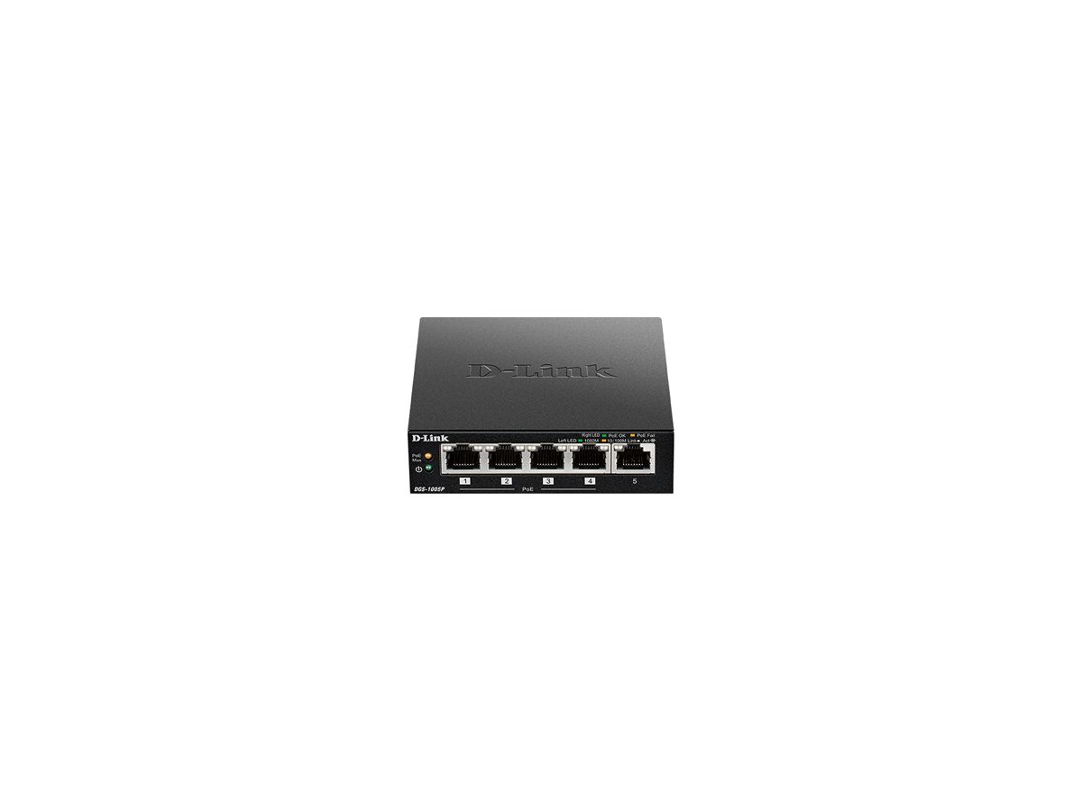 Switch D-LINK DGS-1005P, 5-Port unmanaged Gigabit PoE+
