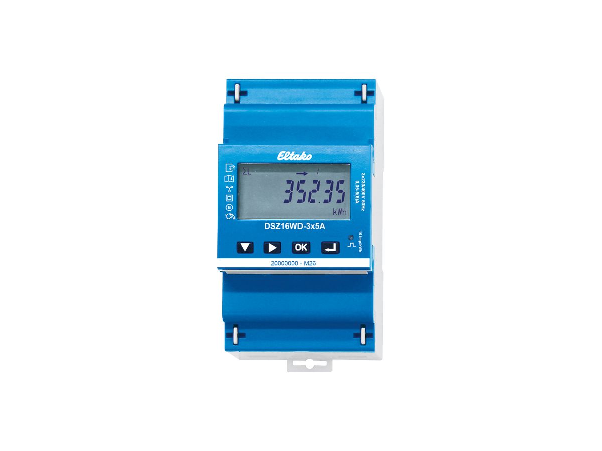 REG-Energiezähler Eltako DSZ16WD 3L indirekt 5A Multitarif RS-485 3TE S0