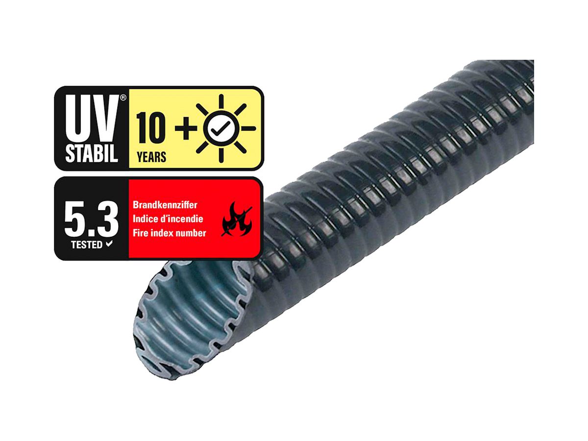 KRGK-Rohr Plica PE-UV M16 biegsam PVC -15…60°C schwarz