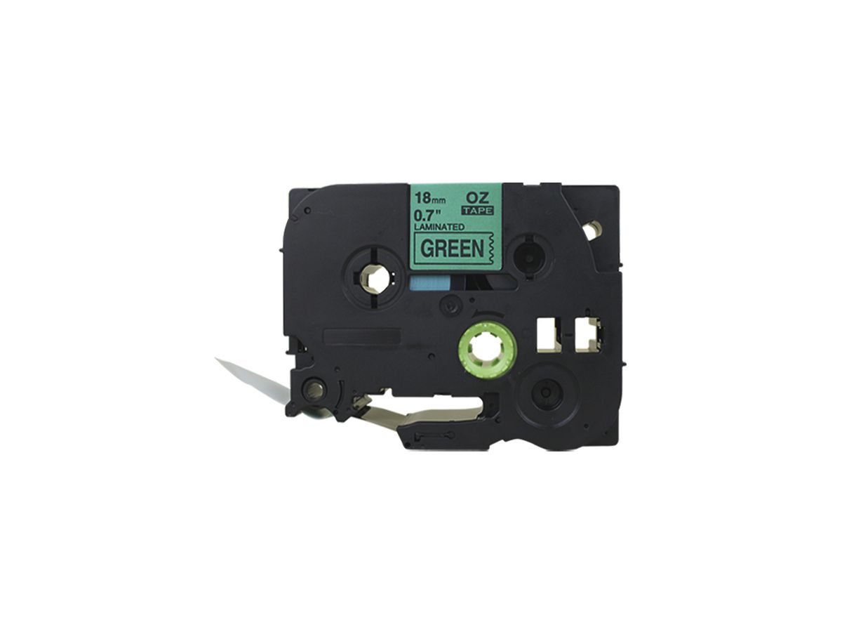 Schriftbandkassette kompatibel zu OZE-741, 18mm×8m, grün-schwarz