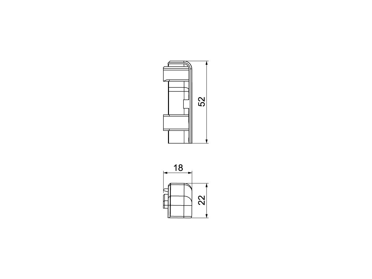 Endstück Bettermann links SL 20×50, PVC, reinweiss, 9010