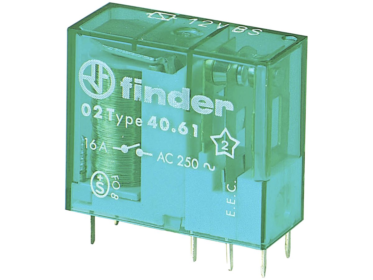 Schaltrelais Finder 40, 1W 16A/12VDC AgSnO2 130Ω 5mm RT II