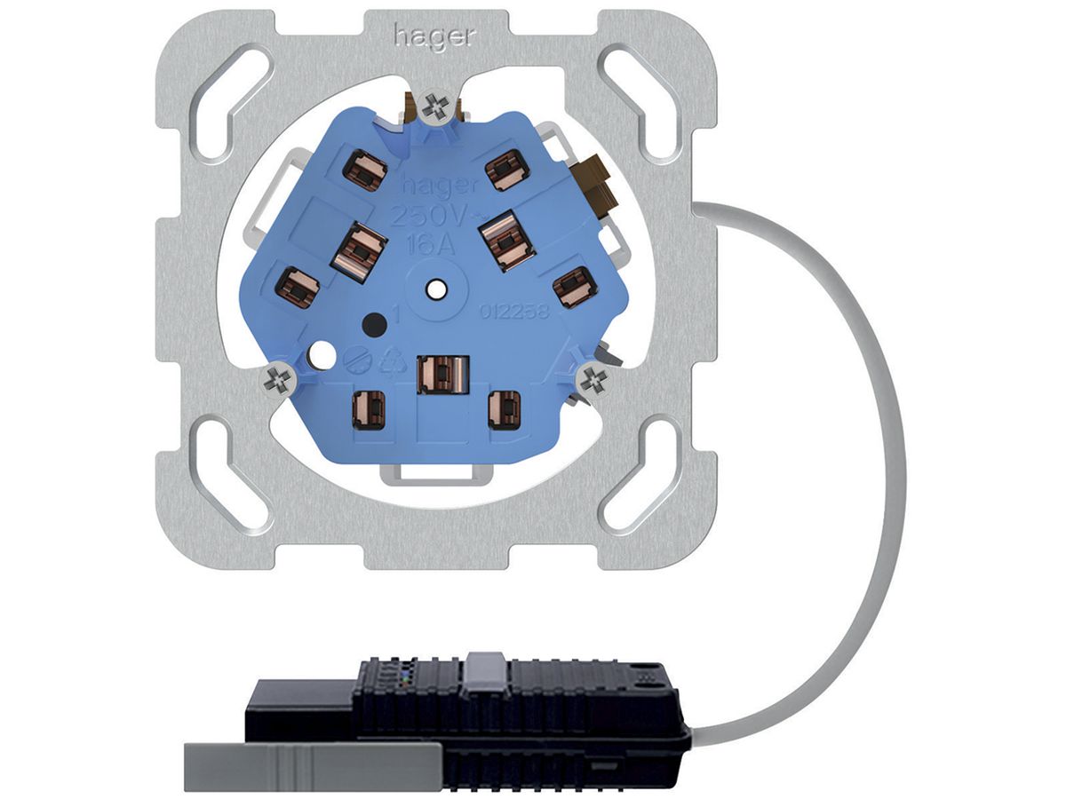 EB-Steckdose 3×Typ 13/23 Hager, L1, Rundkabel-Adapter