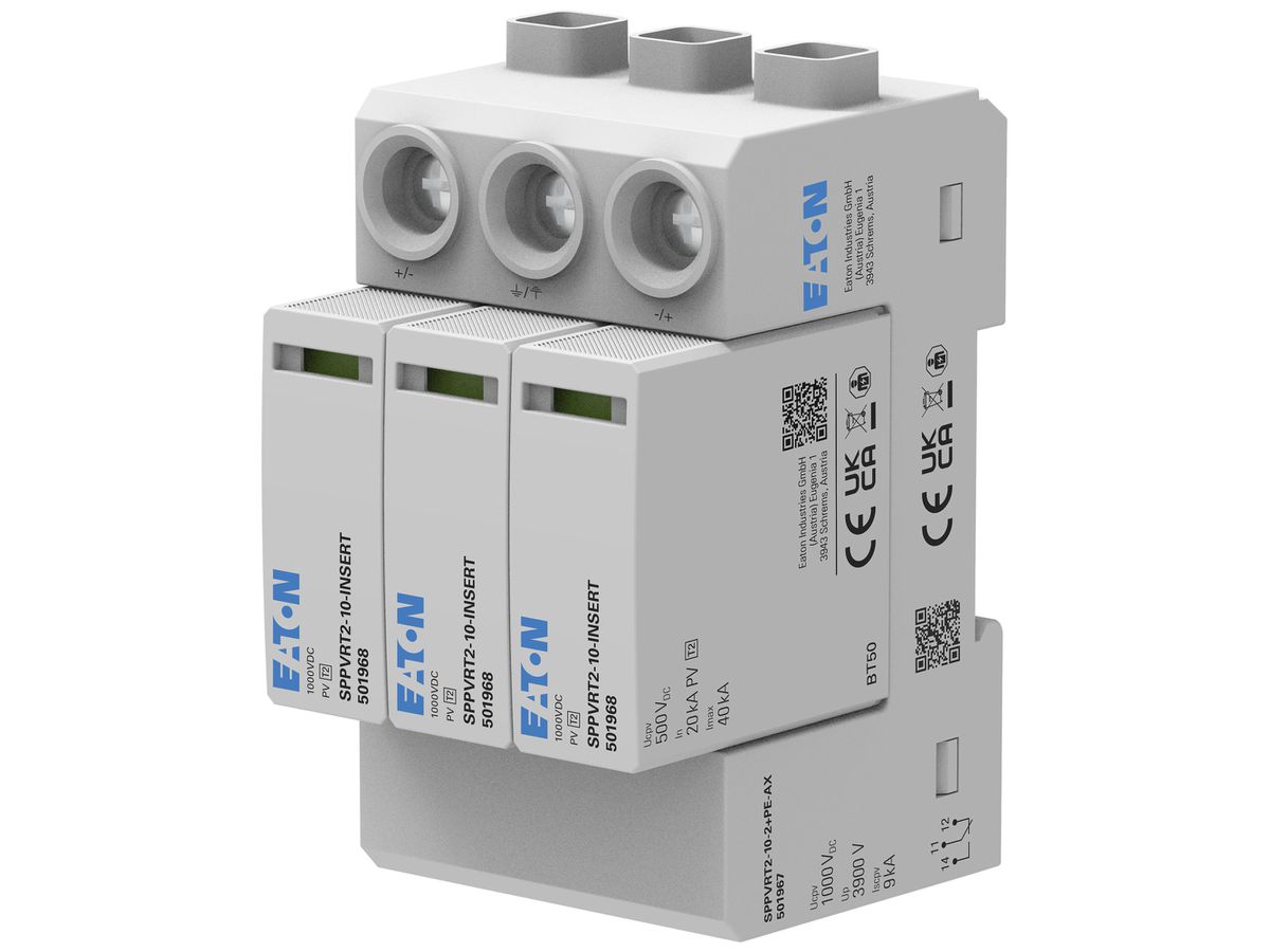 Überspannungsableiter Eaton SPPVRT2-10-2+PE DC 1000V