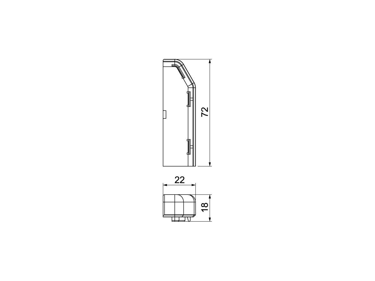 Endstück Bettermann rechts SL 20×70, PVC, reinweiss, 9010