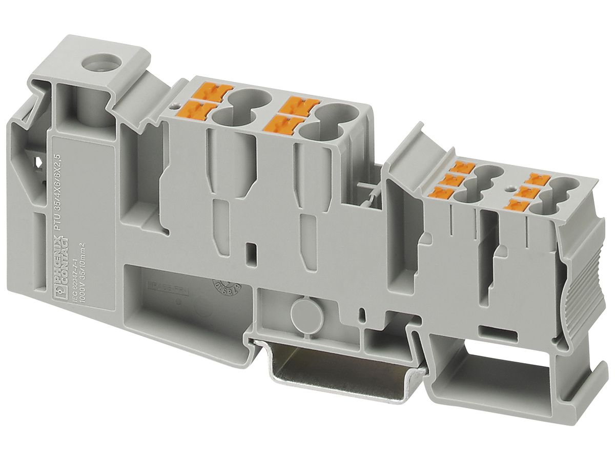 Potenzialverteiler-Reihenklemme PX PTU 35 35mm²105A 1000V 11×1 TH35 gu