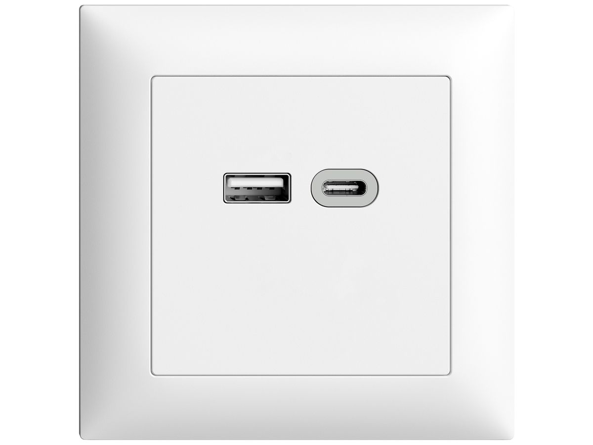 UP-Steckdose USB 18W Typ A + Typ C Feller EDIZIOdue FMI 230V 3600mA weiss