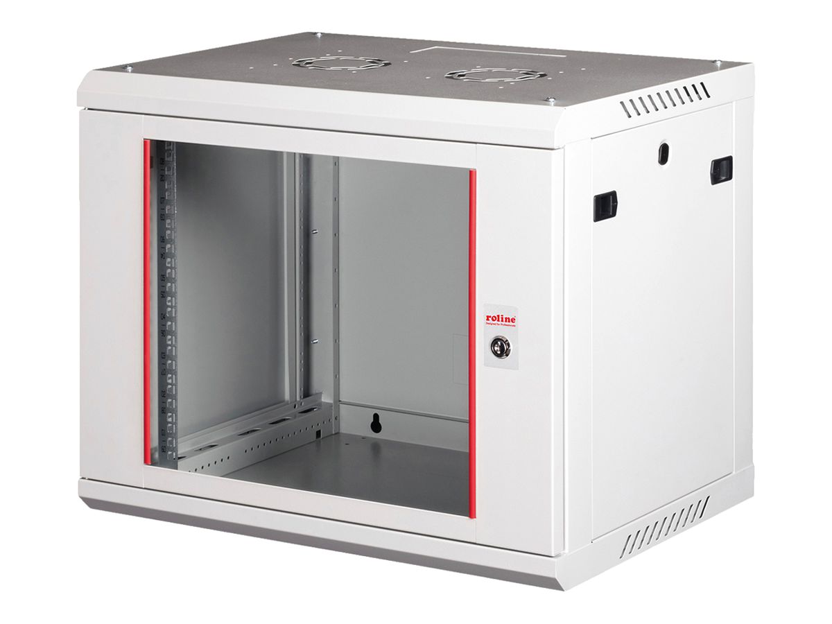 Wandgehäuse 19" ROLINE Basic Plus 600×512×450mm 9HE 1×Tür Stahl grau