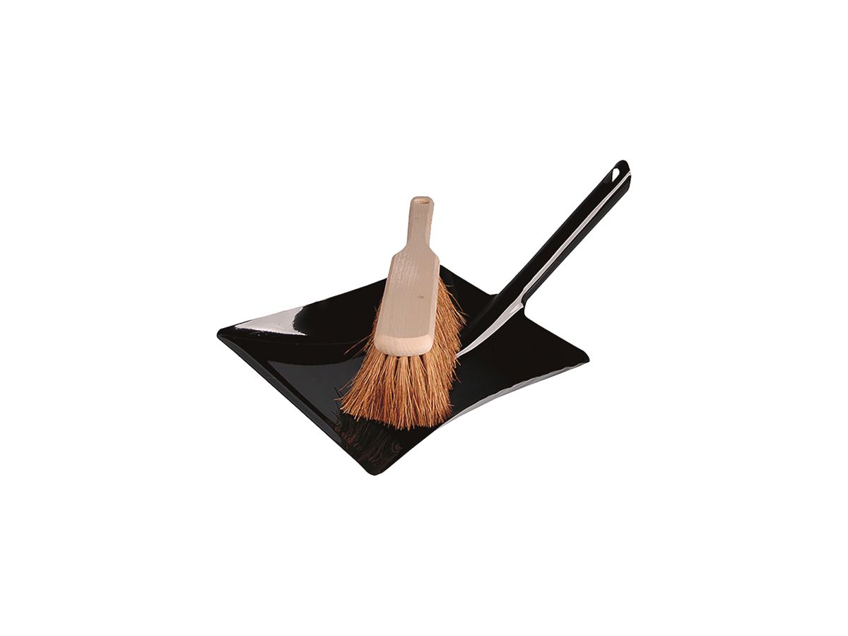 Kehrgarnitur Plica Metall/Holz, Kokosfaser, Schaufel schwarz