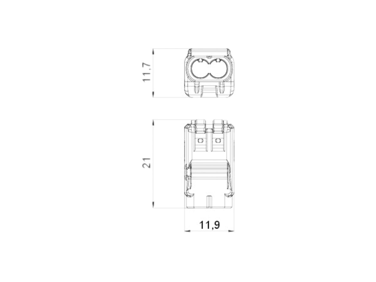 Verbindungsklemme Bettermann 2P 0.2…2.5mm² mit Betätigungshebeln transparent