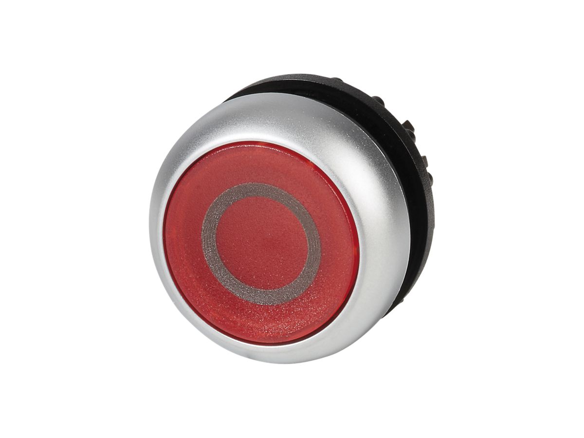 Leucht-Drucktaste ETN RMQ flach rot O, rastend, Ring verchromt