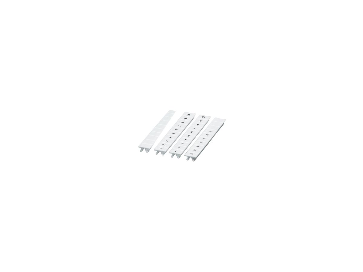 Zackband ZB 81…90 weiss quer bedruckt mit 10 Schildchen, 5mm