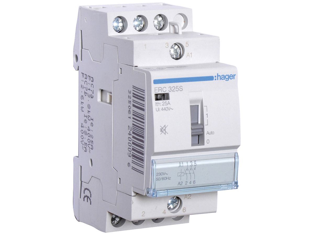REG-Schütz Hager 230VAC 3 Schliesser 25A brummfrei 2TE