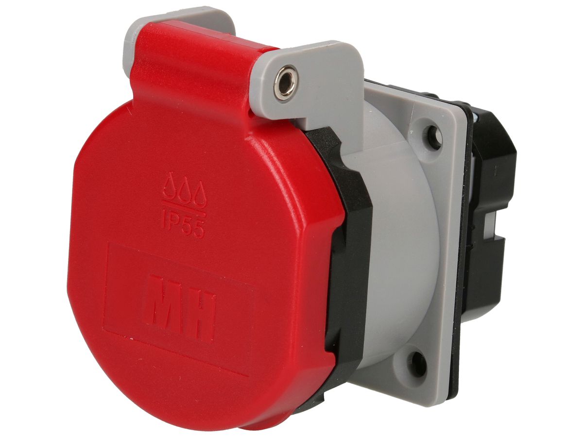 EB-Steckdose MAX HAURI 1× Schweizer Norm Typ 25 16A 400V 50×66×64mm IP55 rot