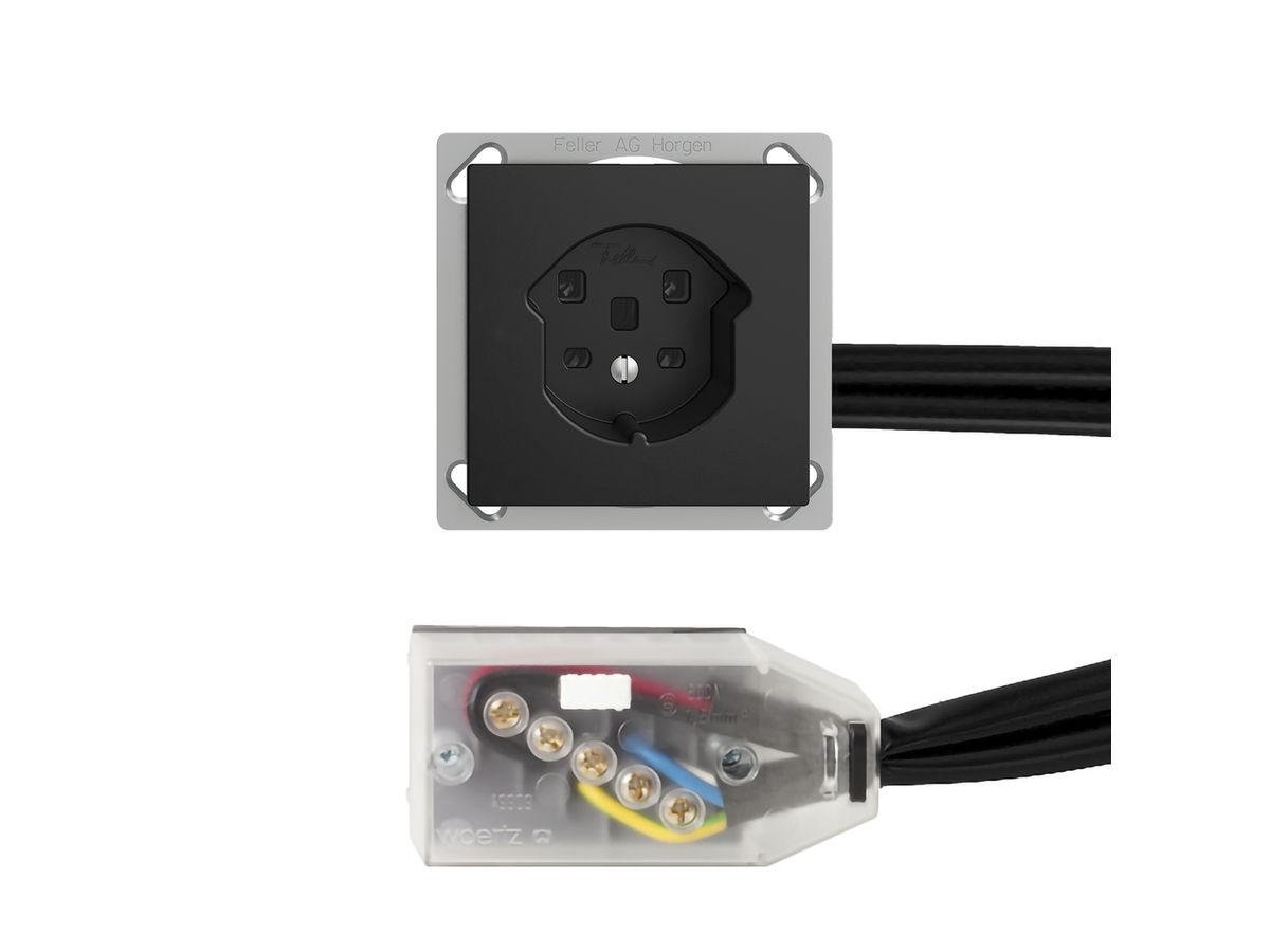 EB-Steckdose EDIZIOdue T25 schwarz für Flachkabel Technofil