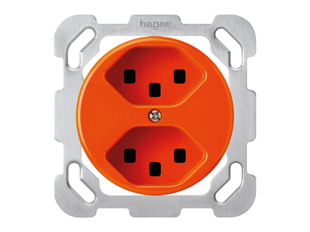 Einsatz zu UP-Steckdose basico 2×Typ 23 orange mit Steckklemmen