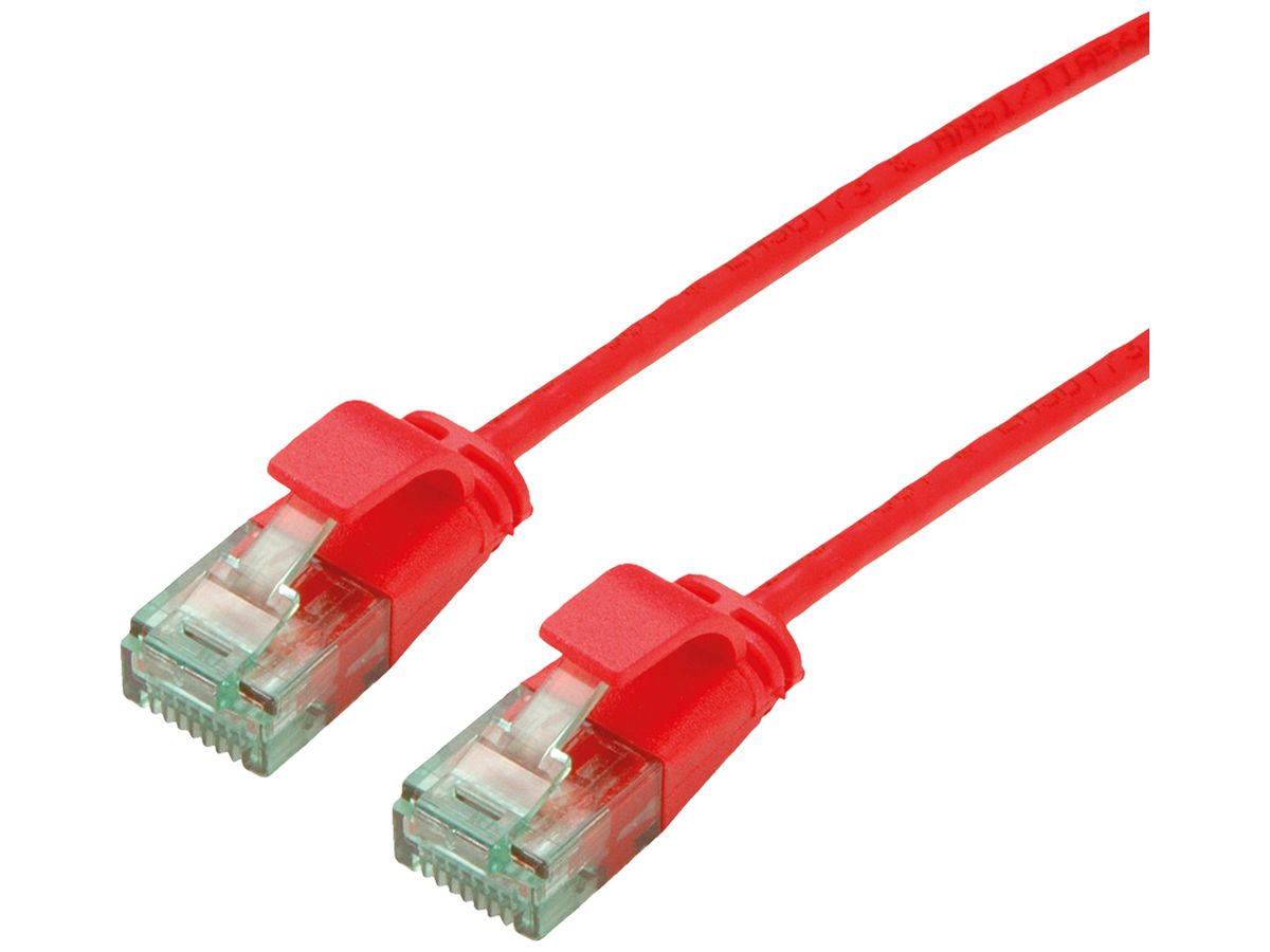 Patchkabel RJ45 ROLINE RM DataCenter slim Kat.6A U/UTP AWG32 TPE rot 3m
