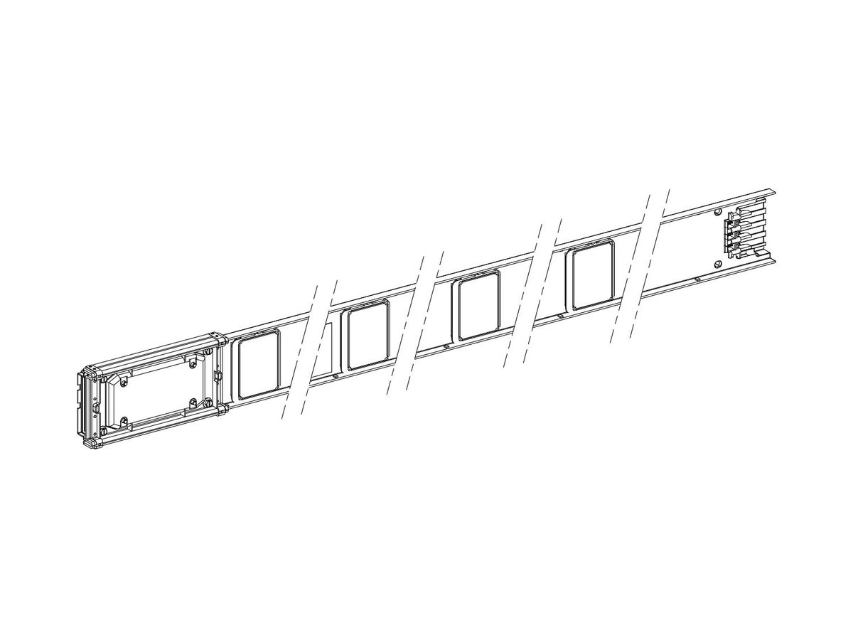 Schienenverteiler Canalis KNA 100A 3L+N+PE 4×Abgang weiss IP55 2m