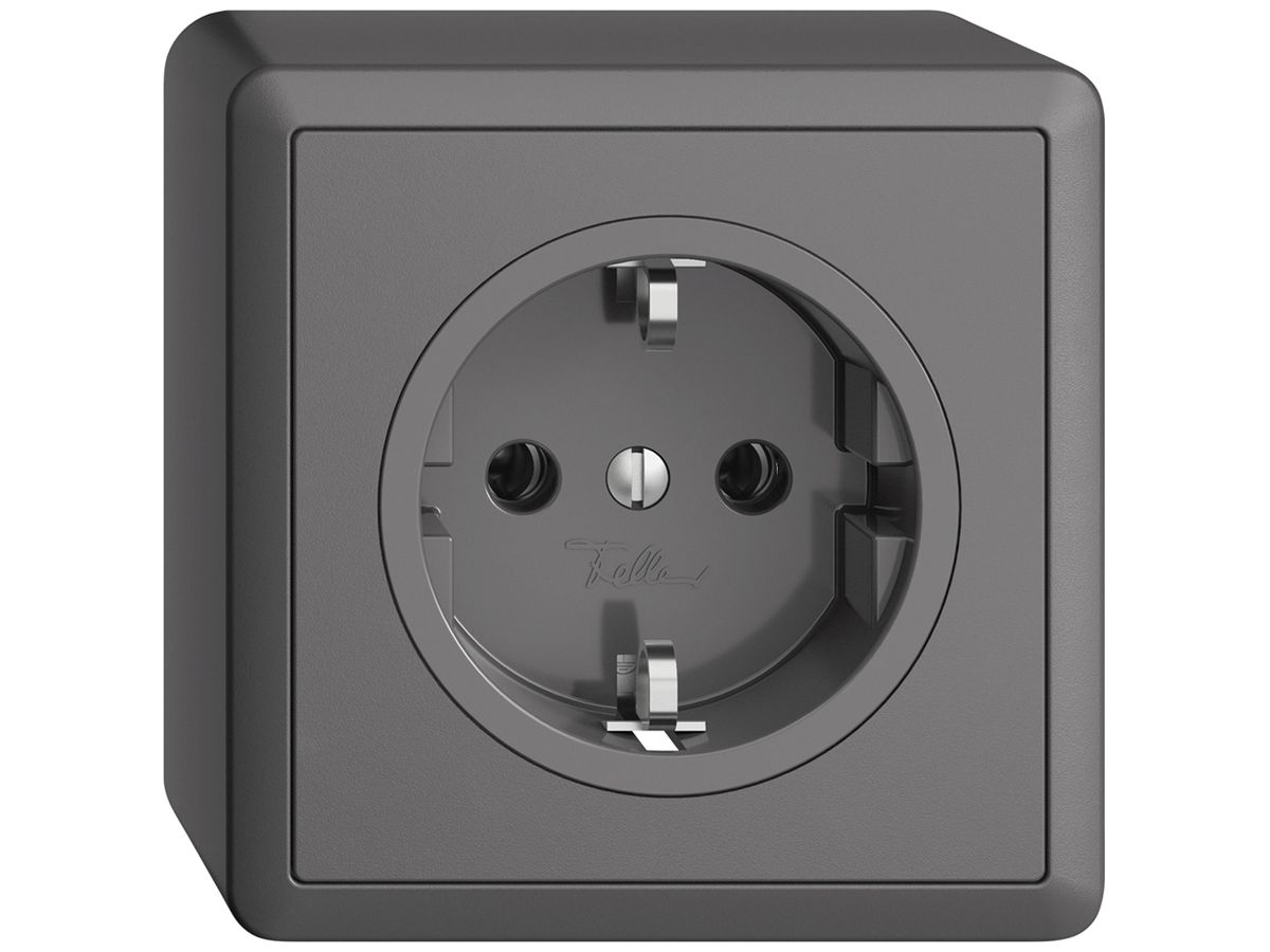 AP-Steckdose Feller EDIZIOdue Schuko 16A 230V 74×74mm dunkelgrau