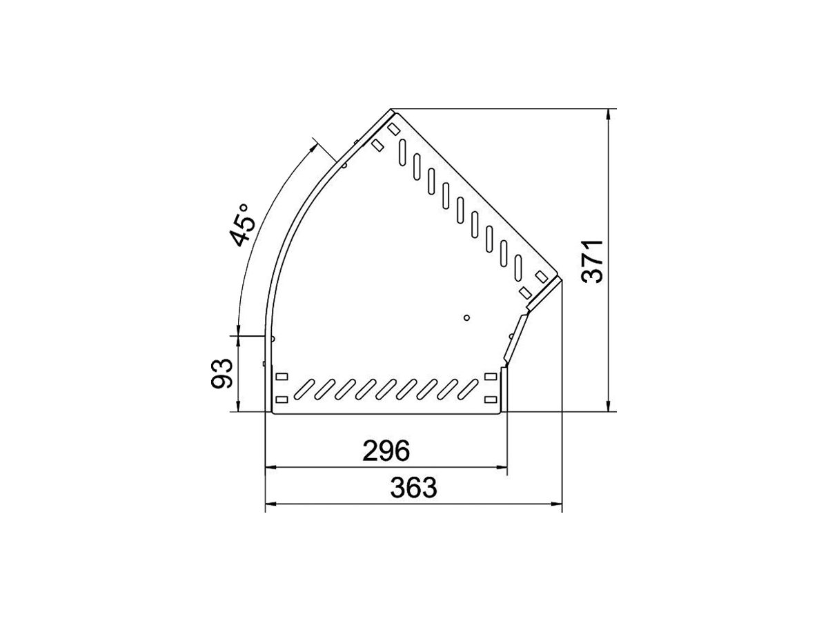 Bogen BET RB 45° 35×300mm Stahl bandverzinkt