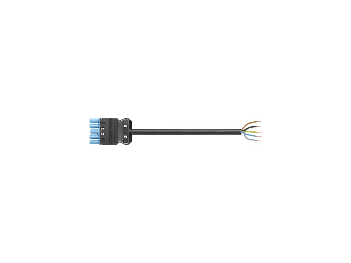 Anschlussleitung Wieland GST18i5 5×1.5mm² 250V+n.SELV 16A 5m blau Buchse, Cca