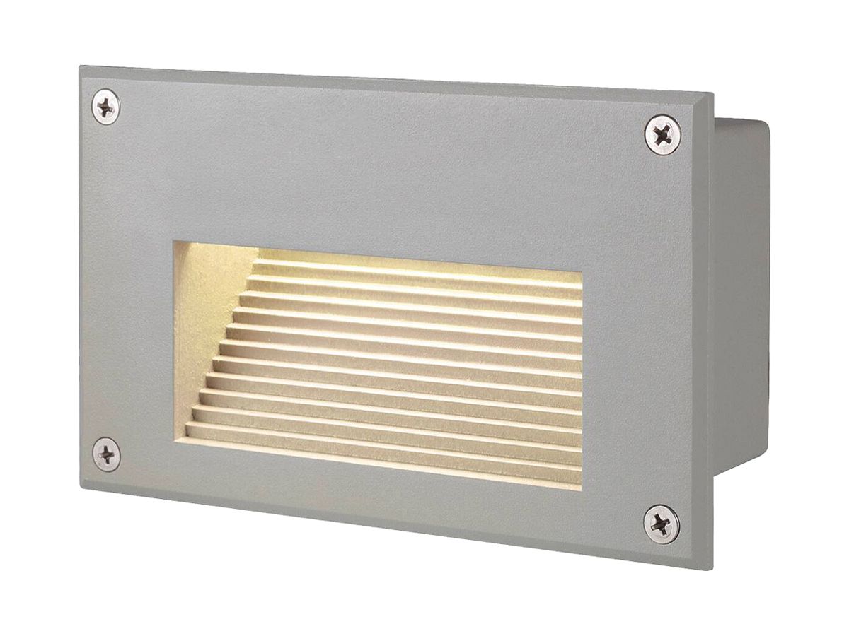 EB-LED-Wandleuchte SLV BRICK DOWNUNDER, 3.6W 30lm 3000K IP54 silbergrau