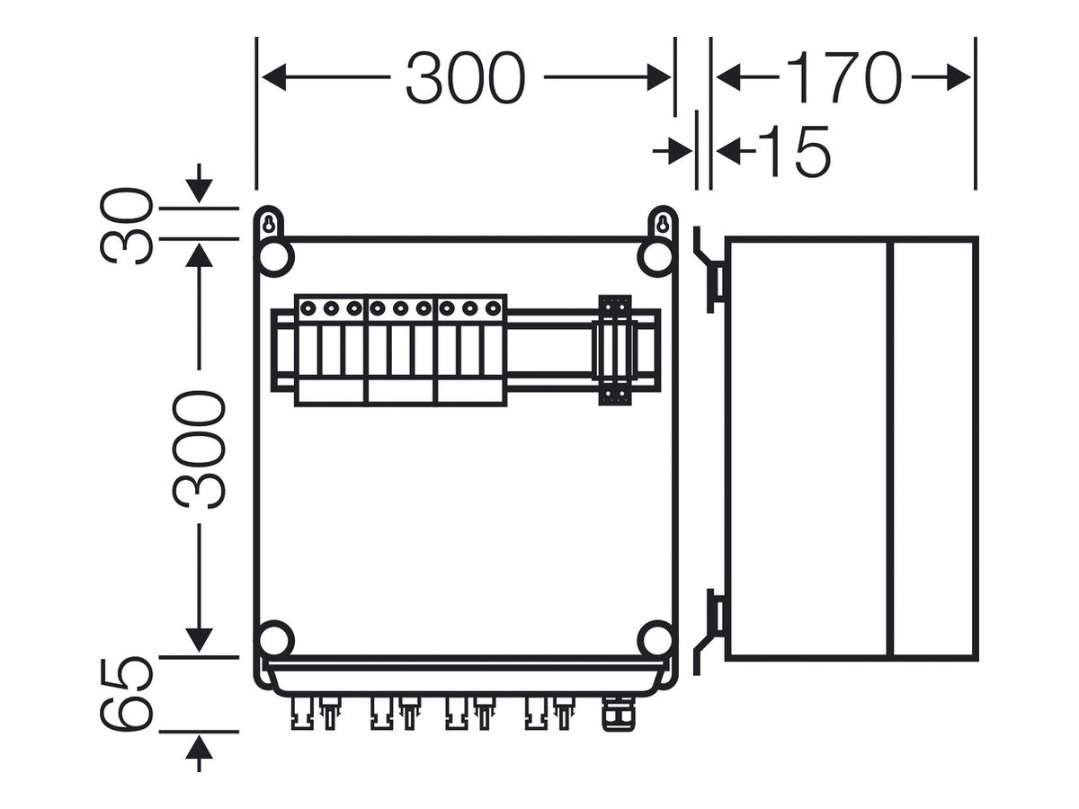 PV Kasten ENYSUN Mi PV 1263 mit MC4-Stecker 3×DC Überspannungsableiter Typ 2