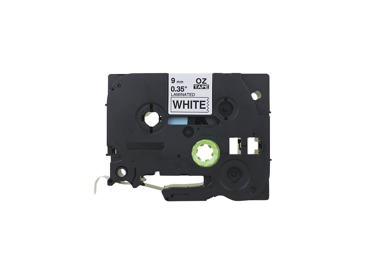 Schriftbandkassette kompatibel zu OZE-221, 9mm×8m, weiss-schwarz